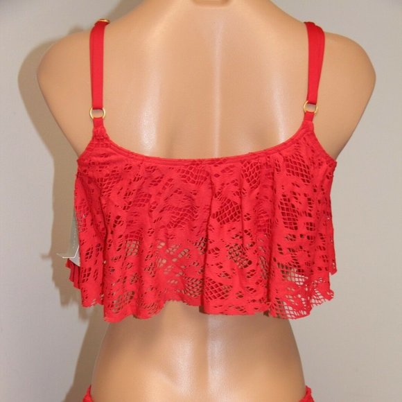 NWT Kenneth Cole Reaction Bikini Swim Skirt Bra Crochet LIP size S M L - Picture 3 of 7